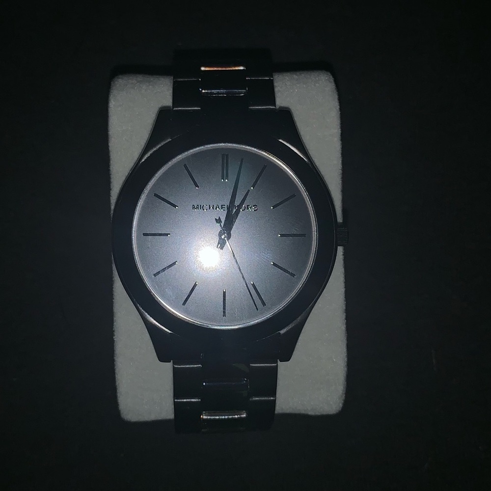 Male Michael Kors Black with Silver Accent Watch